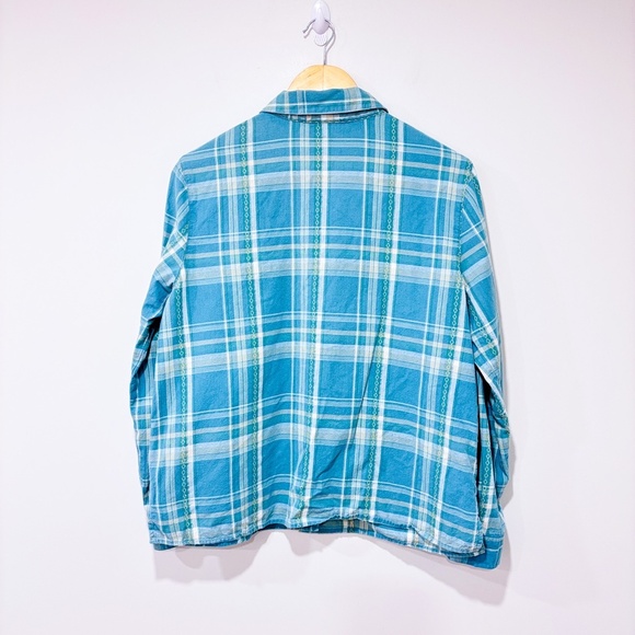 CAROLL REED Vintage green plaid shirt with embroidered leaves - Picture 4 of 9